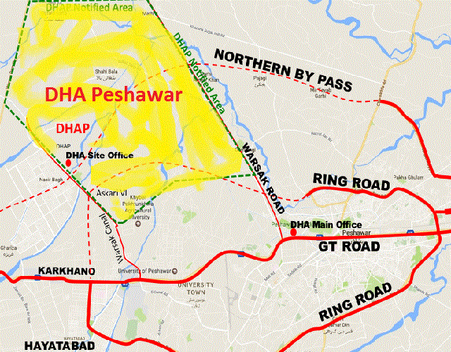 DHA Peshawar Location Map 